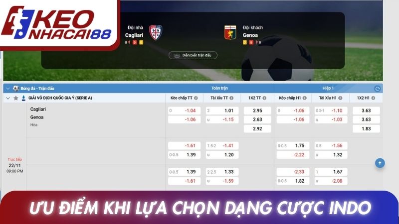 Ưu điểm khi lựa chọn dạng cược indo