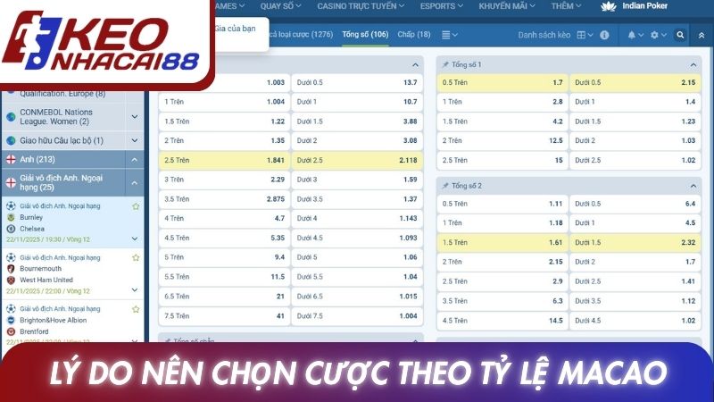 Lý do nên chọn cược theo tỷ lệ Macao